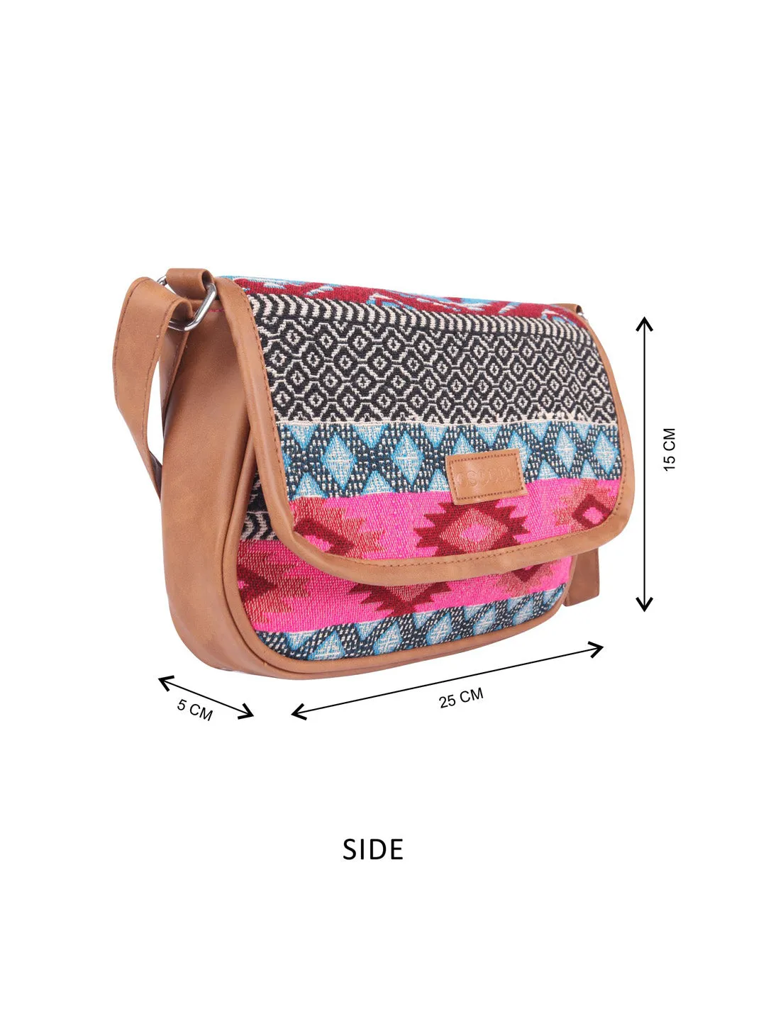 Pink And Black Thick Pattern Crossbody Sling Bag