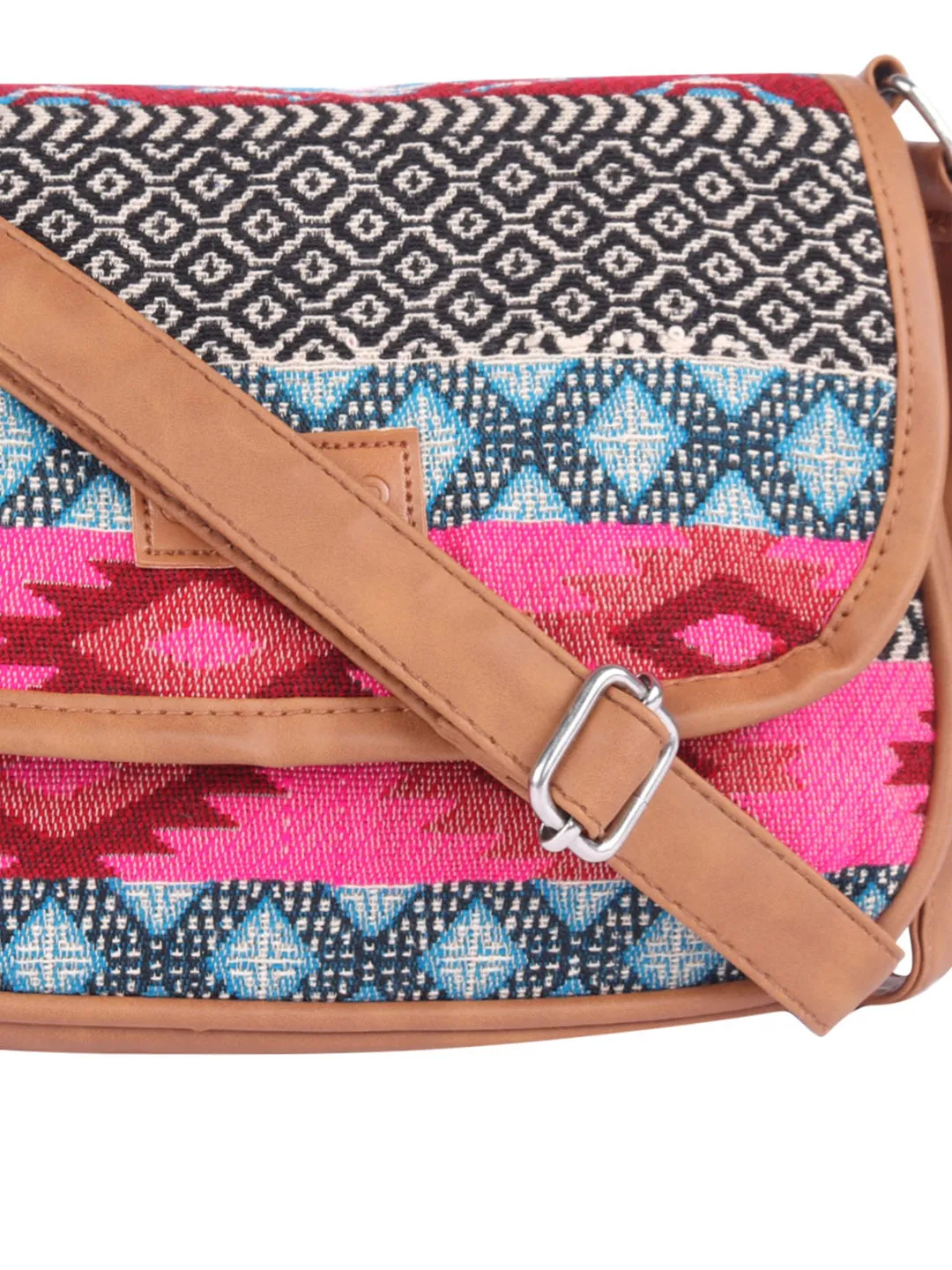 Pink And Black Thick Pattern Crossbody Sling Bag