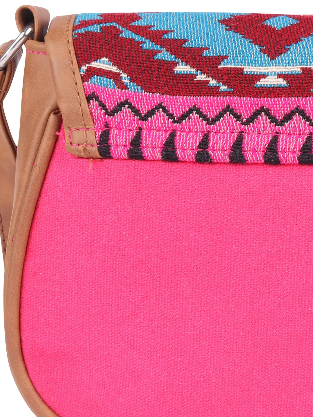 Pink And Black Thick Pattern Crossbody Sling Bag