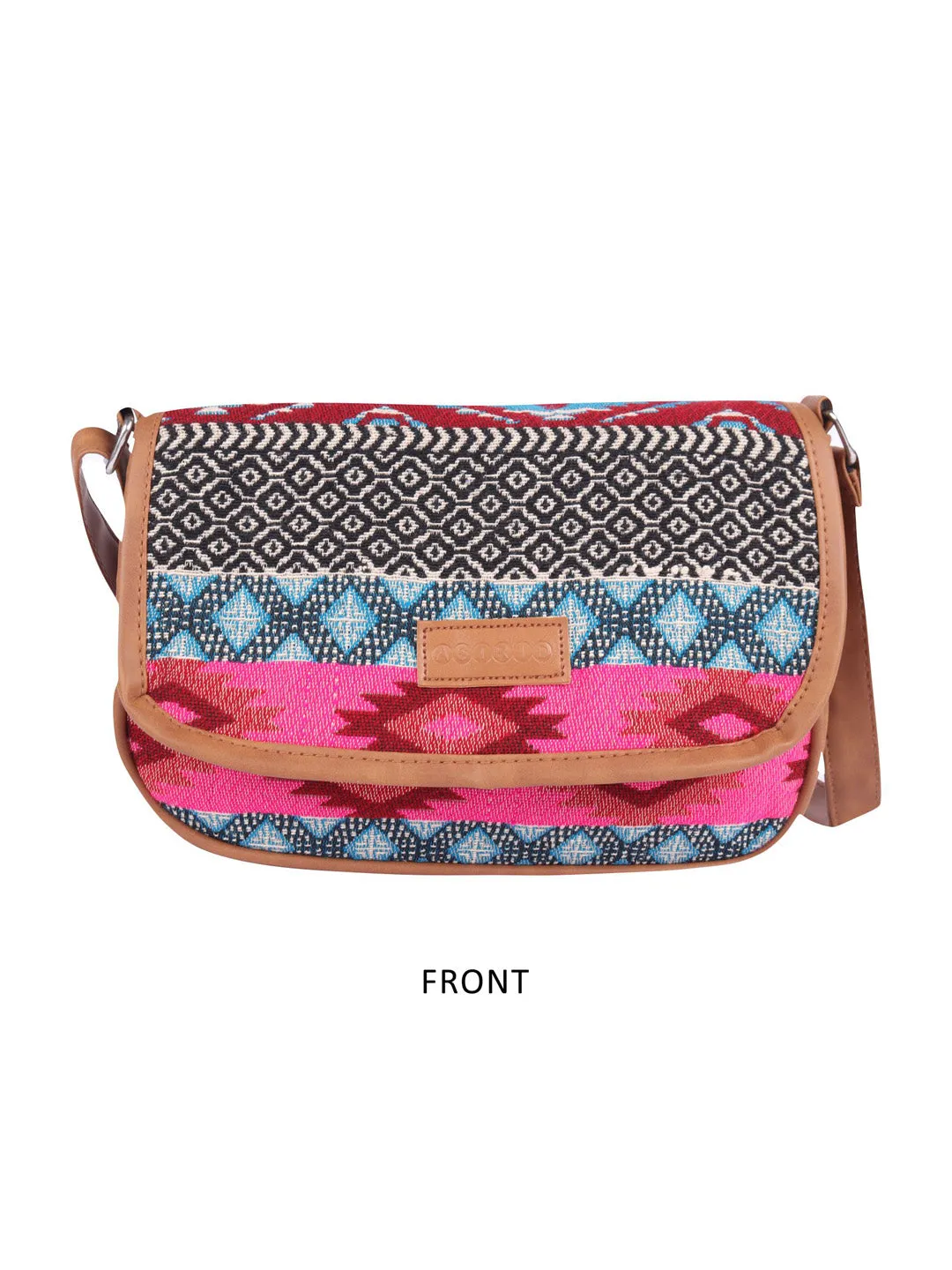 Pink And Black Thick Pattern Crossbody Sling Bag