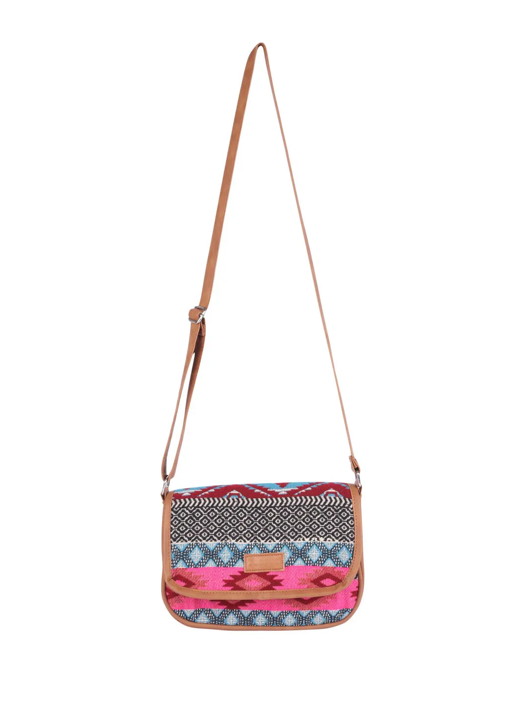 Pink And Black Thick Pattern Crossbody Sling Bag