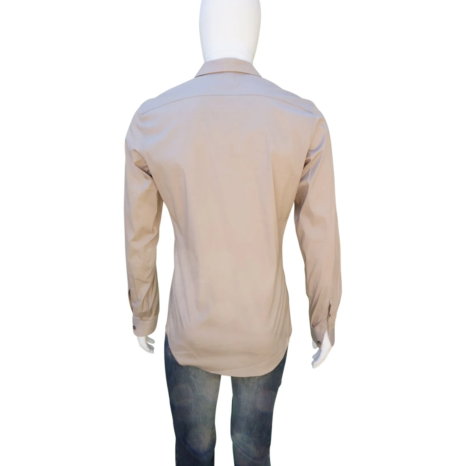 PRADA BROWN WOVEN BUTTON-UP SHIRT