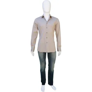 PRADA BROWN WOVEN BUTTON-UP SHIRT