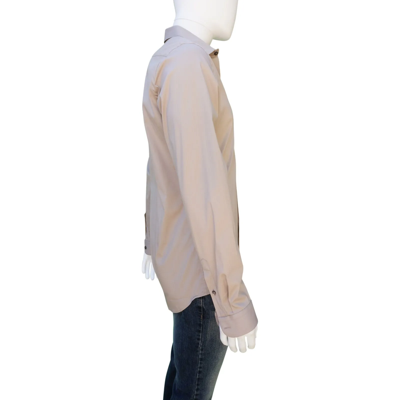 PRADA BROWN WOVEN BUTTON-UP SHIRT