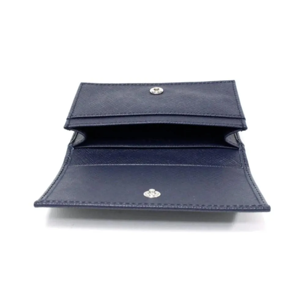 Prada Mens Saffiano Flap Card Holder Wallet Baltico Blue 2MC122