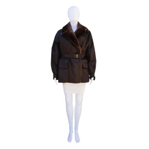 PRADA MID LENGTH DETACHABLE QUILTED LINING & FUR TRIM COAT