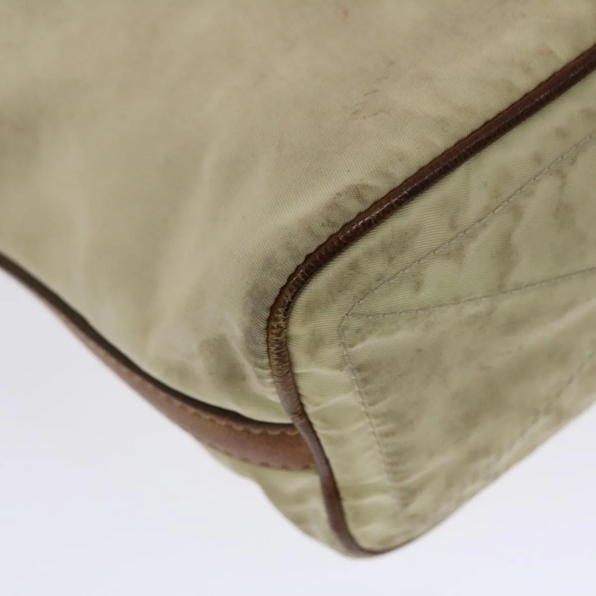 PRADA Shoulder Bag Nylon Leather Cream  50154
