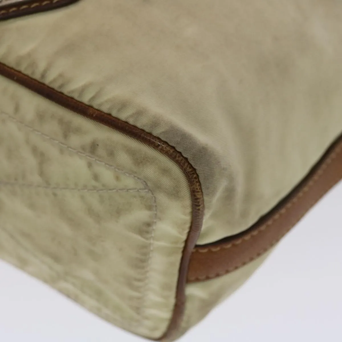 PRADA Shoulder Bag Nylon Leather Cream  50154