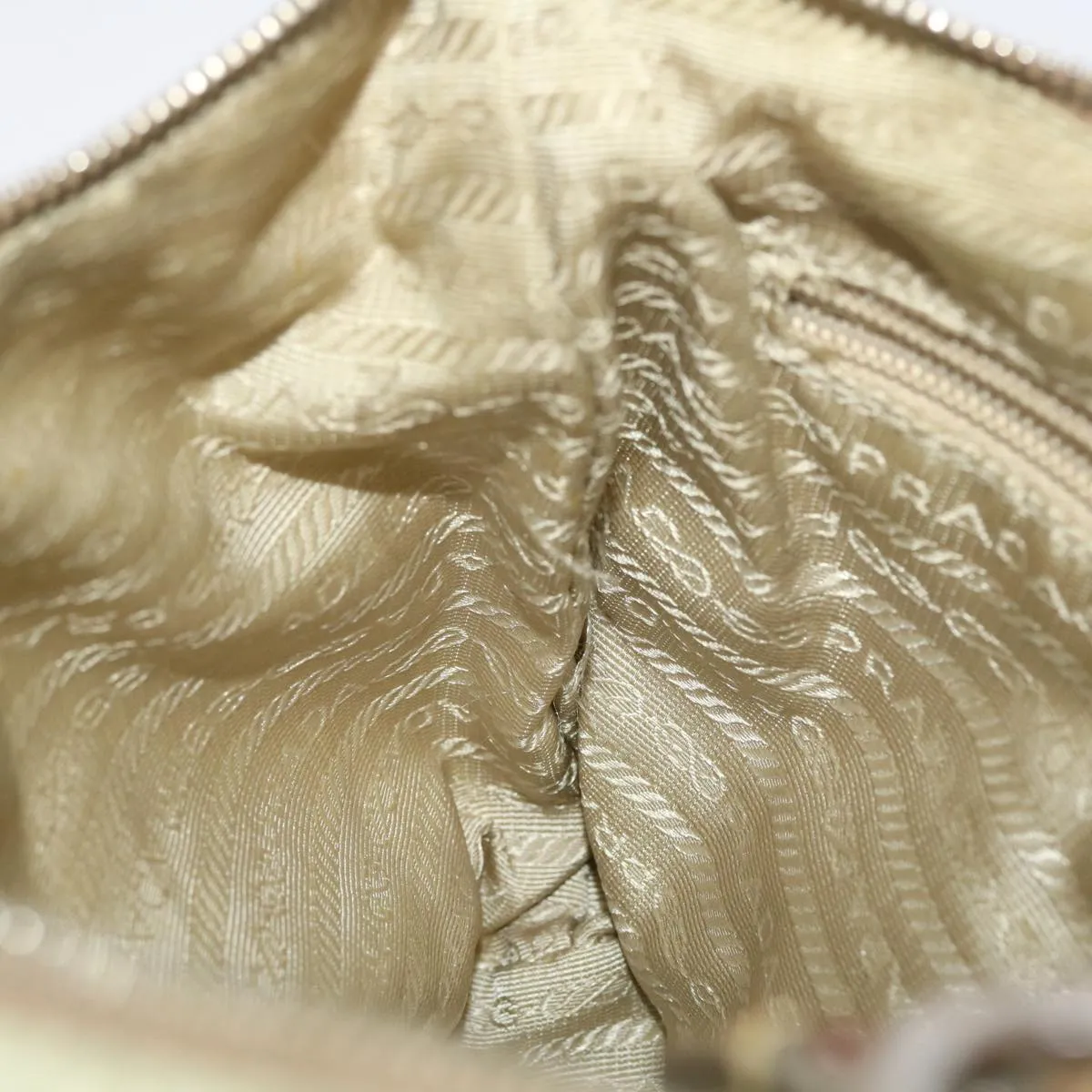 PRADA Shoulder Bag Nylon Leather Cream  50154