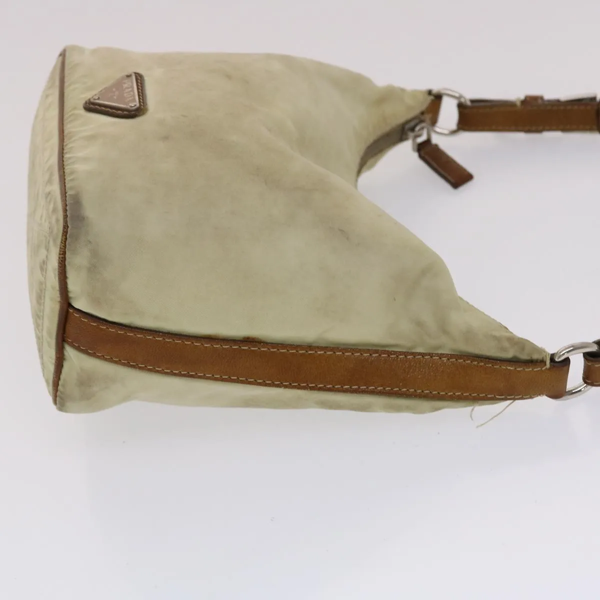 PRADA Shoulder Bag Nylon Leather Cream  50154