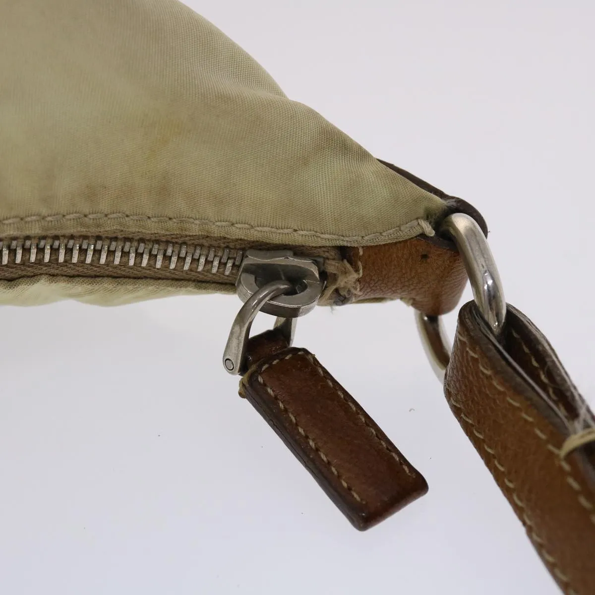 PRADA Shoulder Bag Nylon Leather Cream  50154