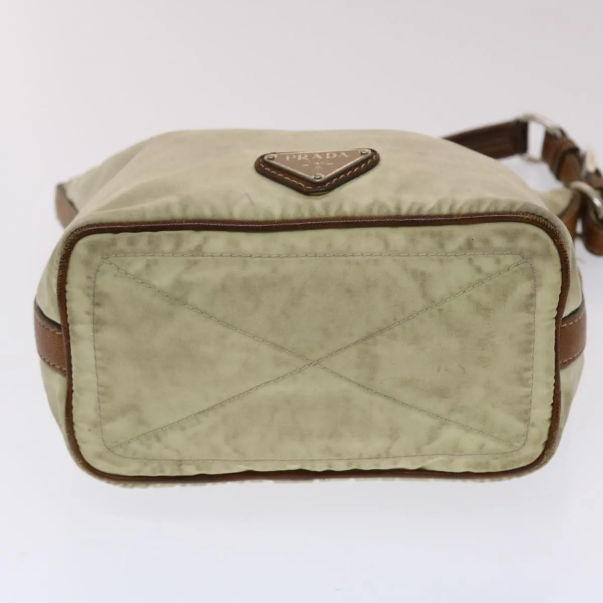 PRADA Shoulder Bag Nylon Leather Cream  50154