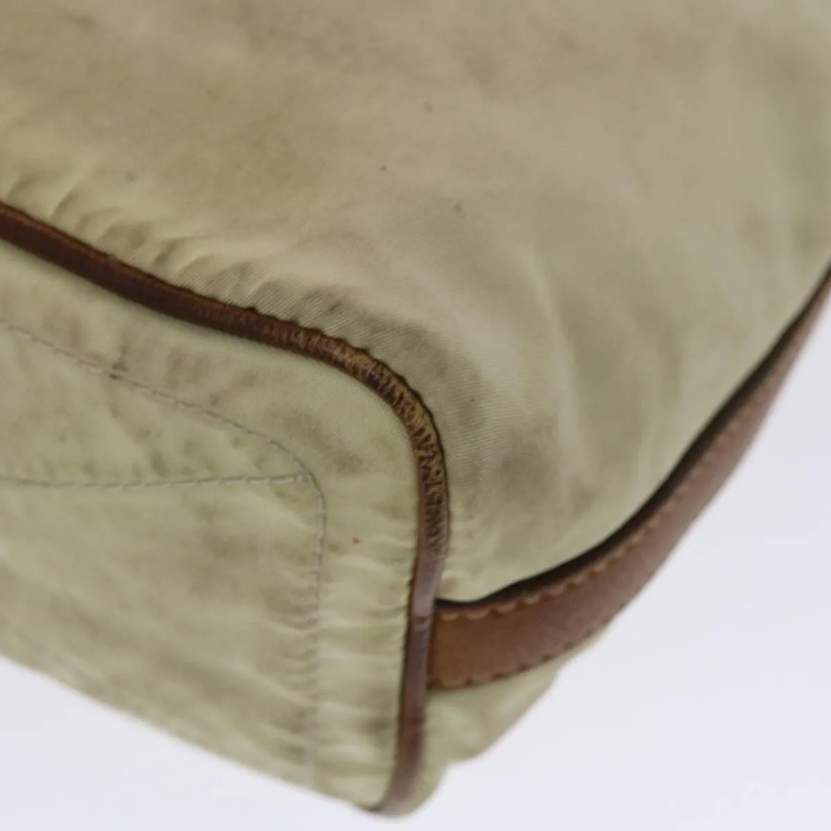 PRADA Shoulder Bag Nylon Leather Cream  50154