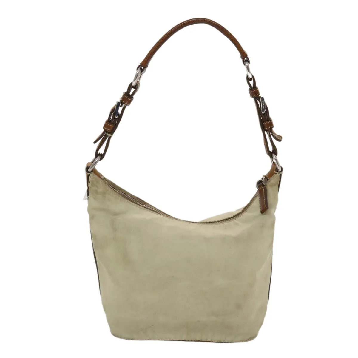 PRADA Shoulder Bag Nylon Leather Cream  50154