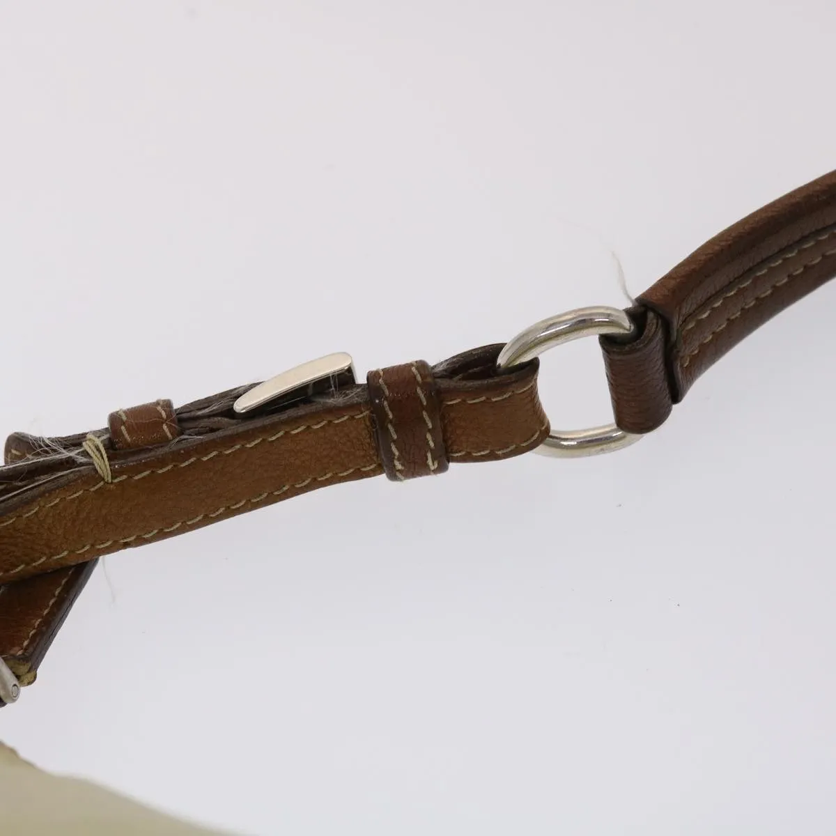 PRADA Shoulder Bag Nylon Leather Cream  50154