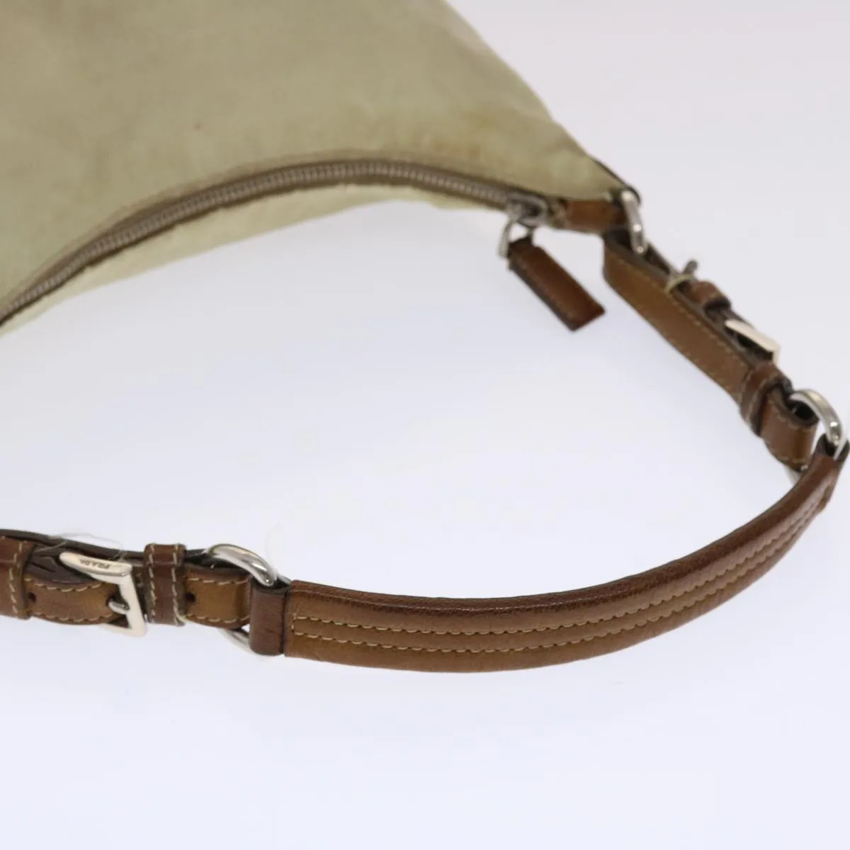 PRADA Shoulder Bag Nylon Leather Cream  50154