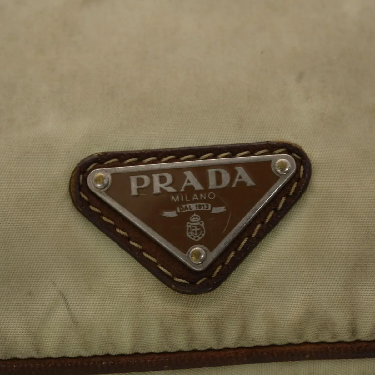 PRADA Shoulder Bag Nylon Leather Cream  50154