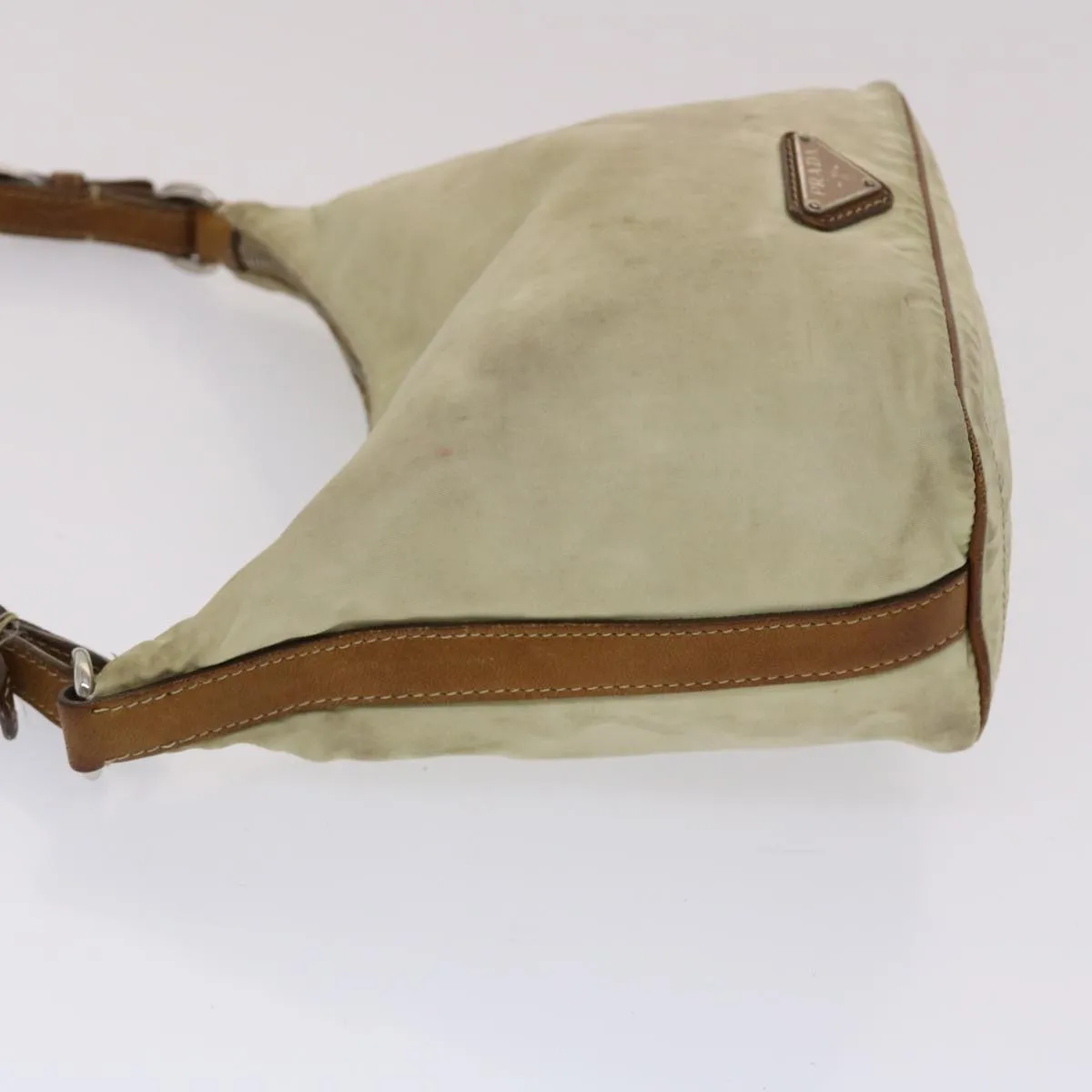 PRADA Shoulder Bag Nylon Leather Cream  50154