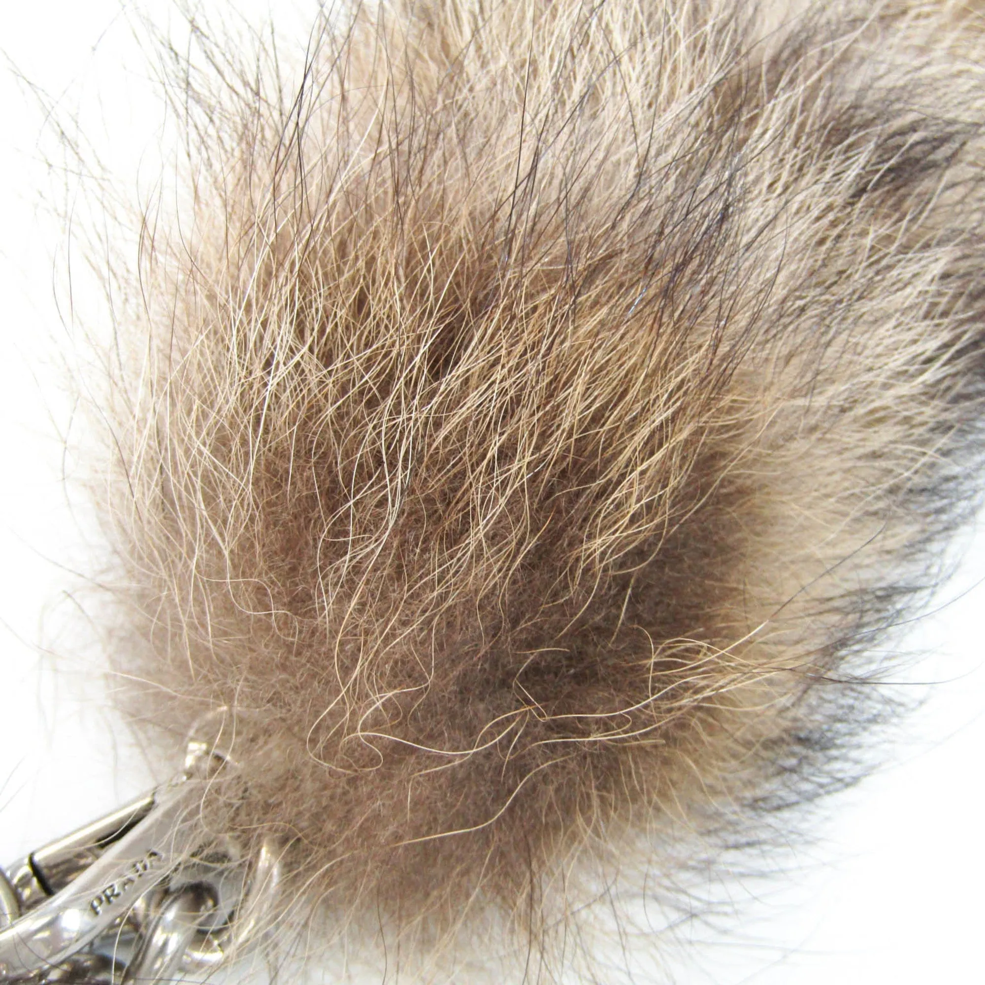 PRADA Tail Charm Keyring [Beige,Dark Brown,Silver]