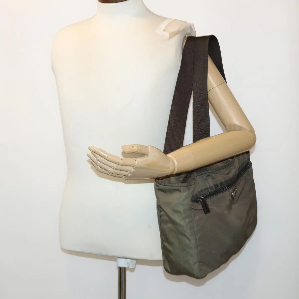PRADA Tote Bag Nylon Khaki  46166