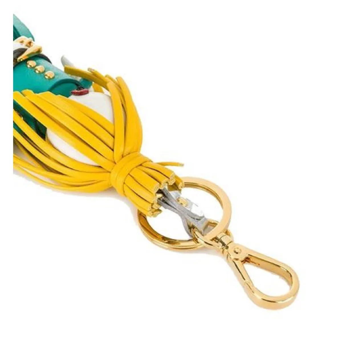 Prada Trick Pelle Alice Doll Yellow Hair Teal Silver Leather Key Chain 1TL172