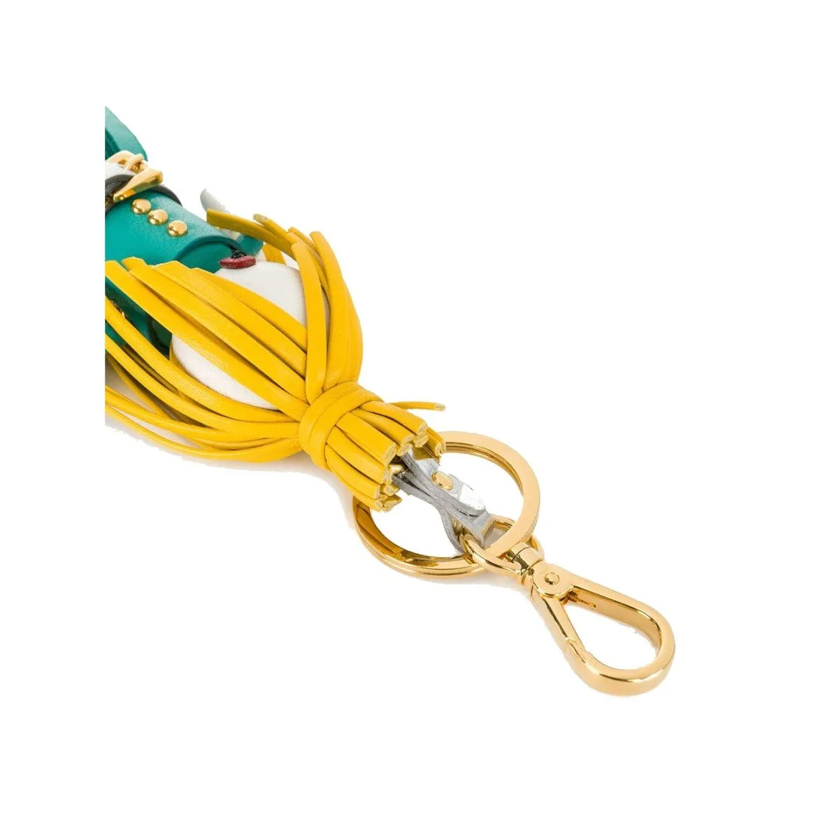 Prada Trick Pelle Alice Doll Yellow Hair Teal Silver Leather Key Chain 1TL172