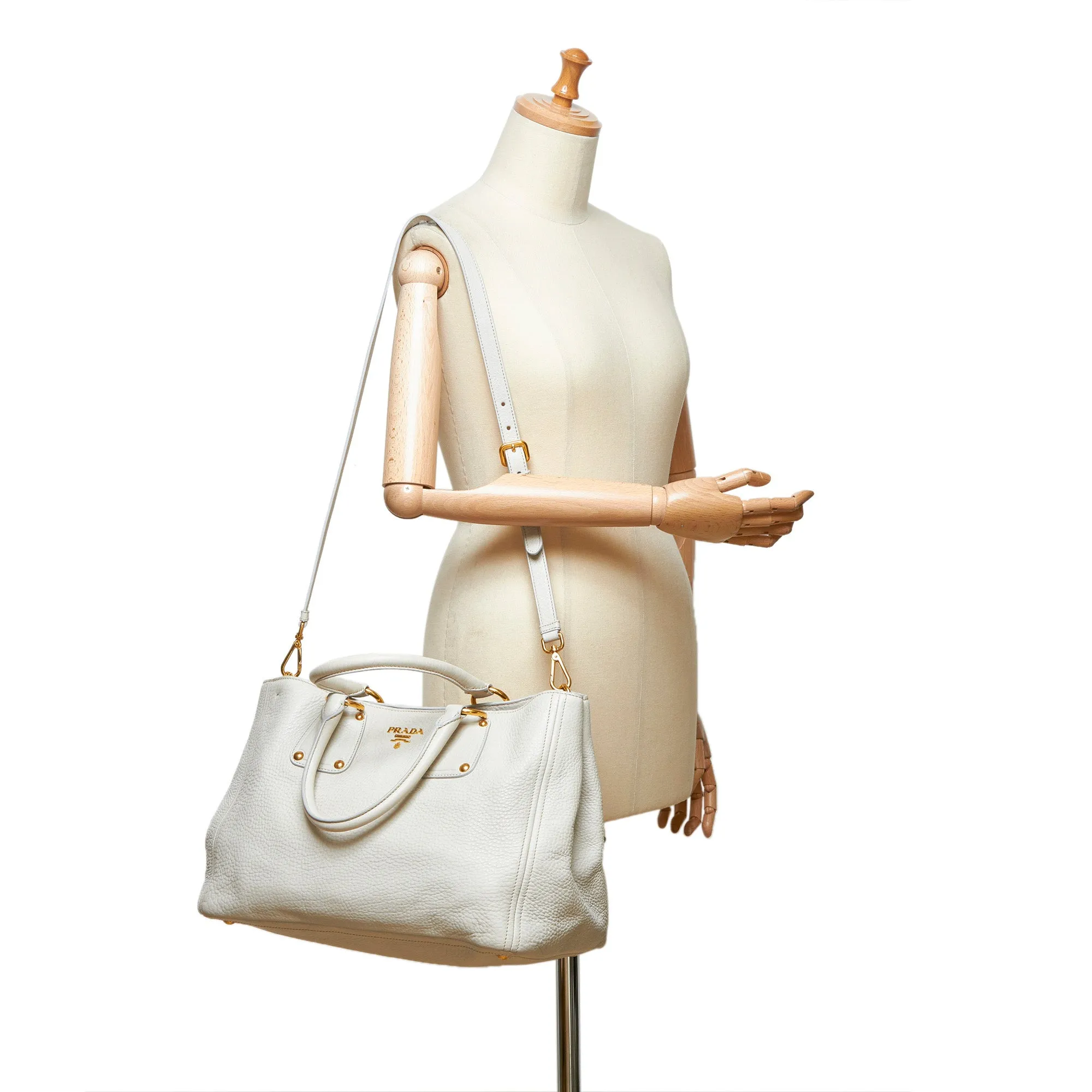 PRADA VITELLO DAINO GRAINED LEATHER SHOULDER BAG