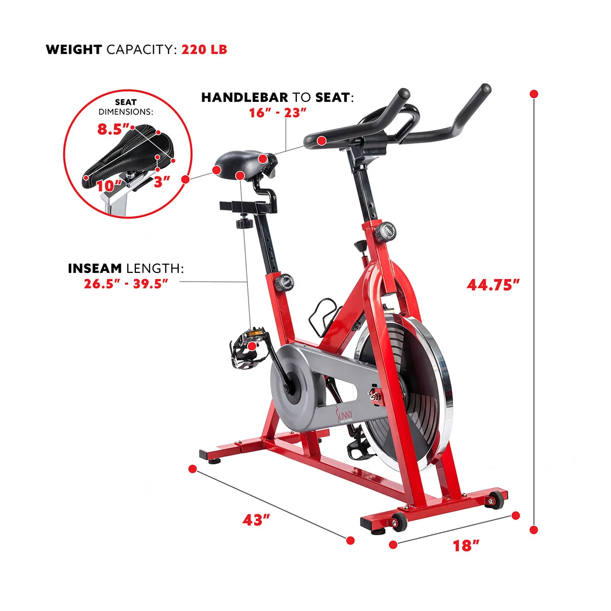 Red Chain Drive Indoor Cycling Exercise Bike Trainer