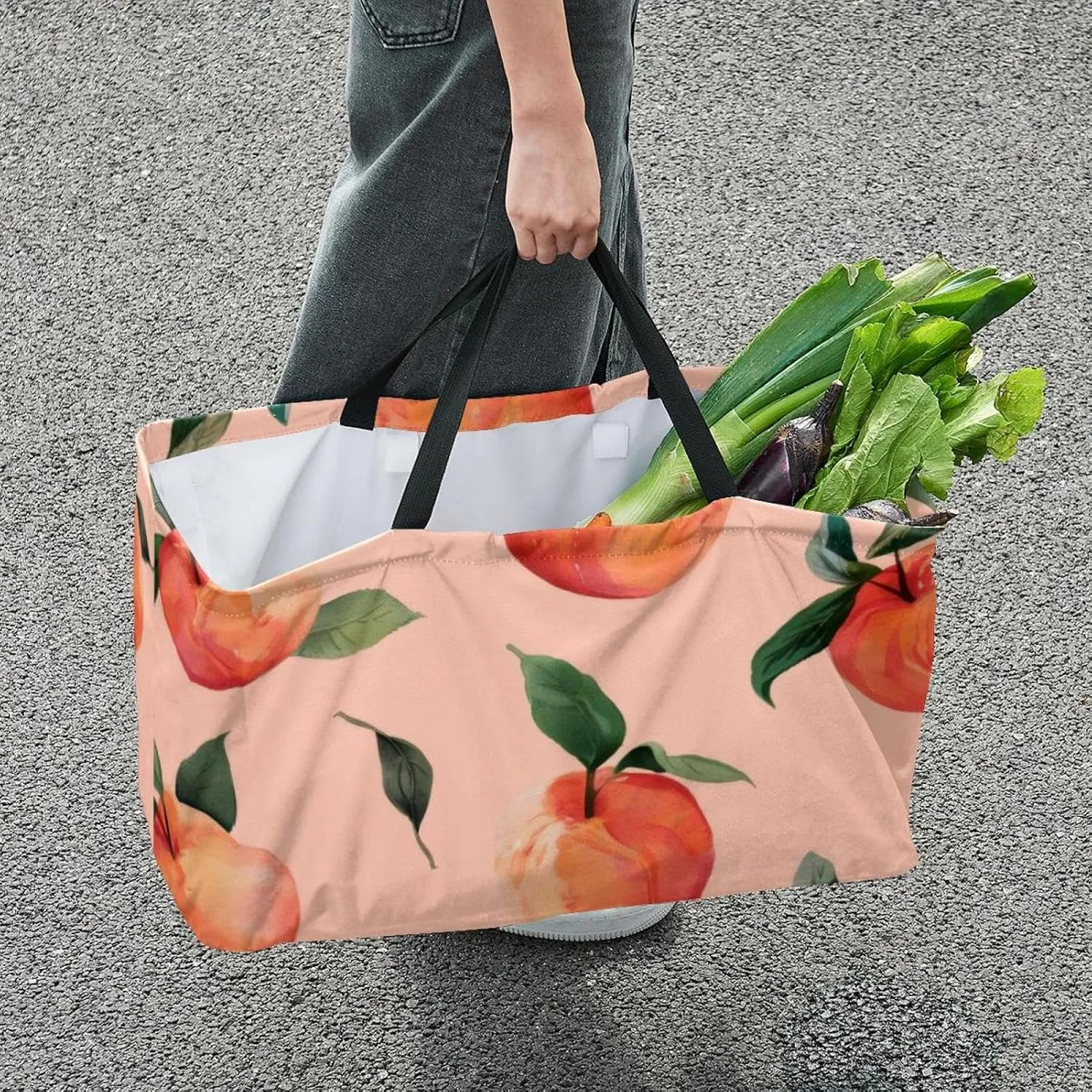 Reusable Grocery Shopping Bag Large Shopping Bag Foldable for Storage Picnic Clothes Pineapple Aesthetic Pattern
