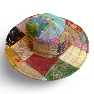 Reversible Boho Sunshine Recycled Random Patchwork Floppy Hat