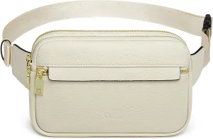 S-ZONE Fanny Packs for Women, Genuine Leather RFID Blocking Crossbody Bags Purses, Sling Waist Bag, Fashionable Chest Bag, Gifts Travel Running Adjustable Strap Men