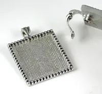 Silver Pewter Square Designer Pendant