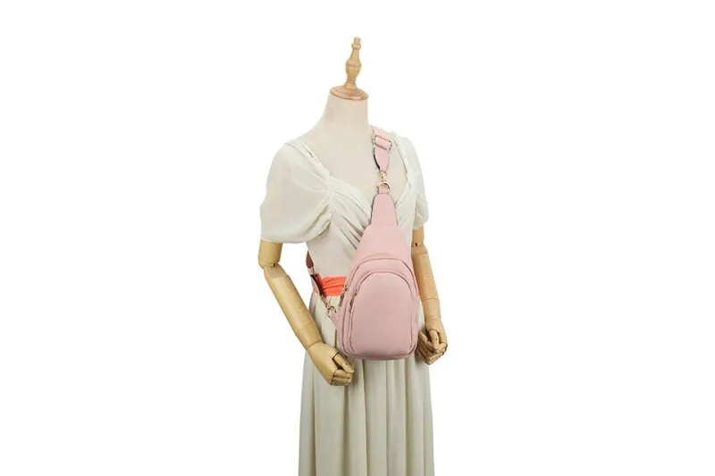 Sling Bags for Women Crossbody, Fanny Waist Packs, Trendy Chest Bag with Adjustable wide Strap - Pale Pink