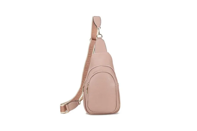Sling Bags for Women Crossbody, Fanny Waist Packs, Trendy Chest Bag with Adjustable wide Strap - Pale Pink