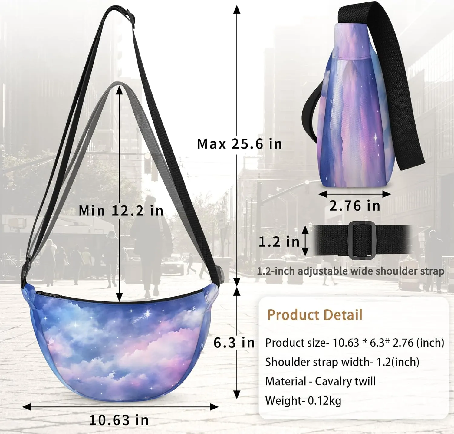Small Sling Crossbody Bag for Women Men Trendy, Small Crescent Bag with Adjustable Strap Zippers, Lightweight Dumpling Bags