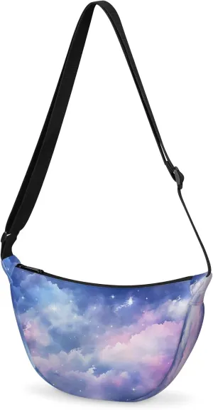 Small Sling Crossbody Bag for Women Men Trendy, Small Crescent Bag with Adjustable Strap Zippers, Lightweight Dumpling Bags