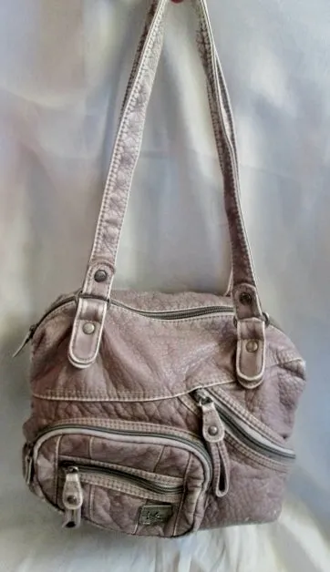 SPARROW TRUE Vegan Faux Leather Hobo Shoulder Bag Purse Crossbody GRAY PATCHWORK