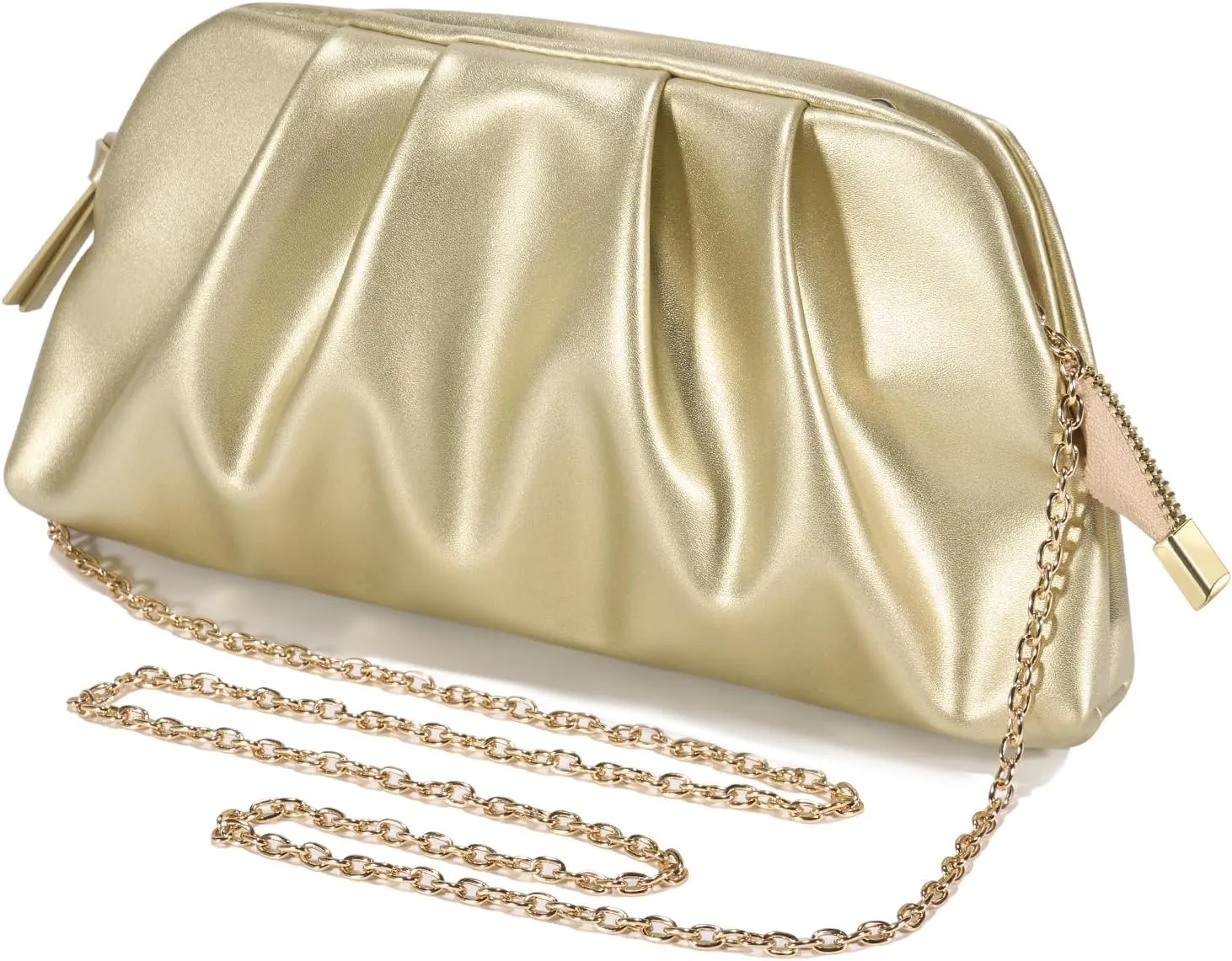 SWEETV Dressy Vegan Leather Clutch Purse for Women Formal, Soft Pleated PU Evening Clutch for Weddings, Proms, Cocktail-Gemma