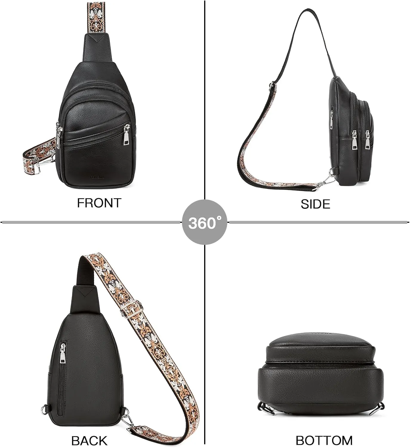 Telena Sling Bag for Women Crossbody Bags Purse for Women Vegan Leather Fanny Pack with Adjustable Strap