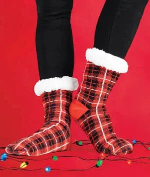 Two Left Feet Slipper Socks - Buffalo Plaid