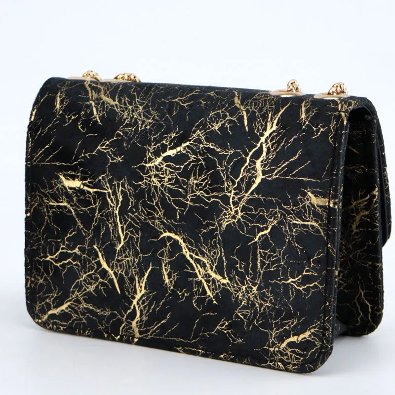 Velvet Gold Pattern Double Pocket Clutch Bag Purse #YL-338  #22