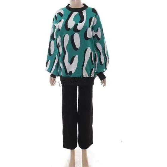 Vintage Knitted Round Neck & Pant Set