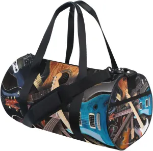Vintage Retro Electric Guitars Duffel Bag Sports Gym Bags for Men and Women