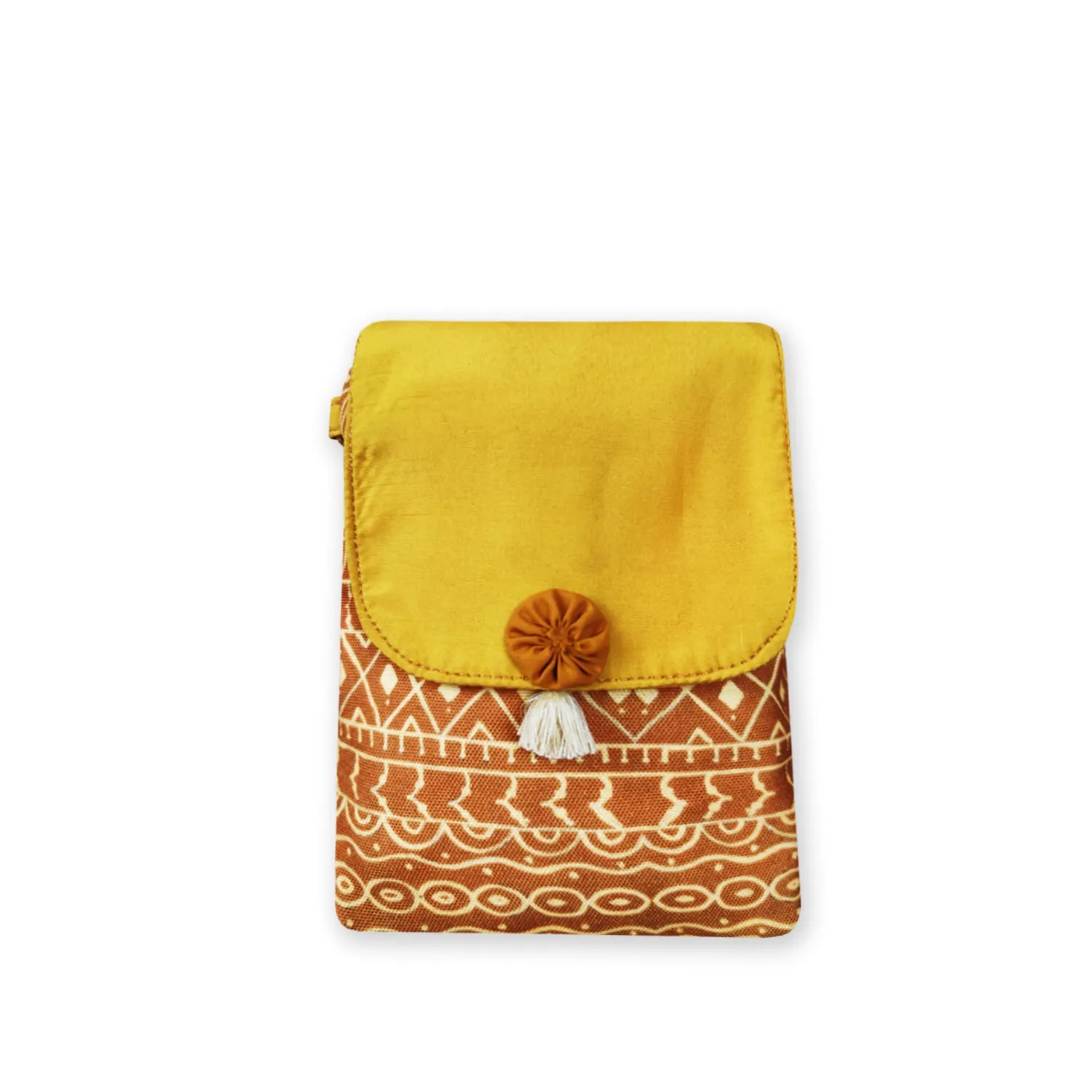 Warli Mobile Sling Bag-Mustard