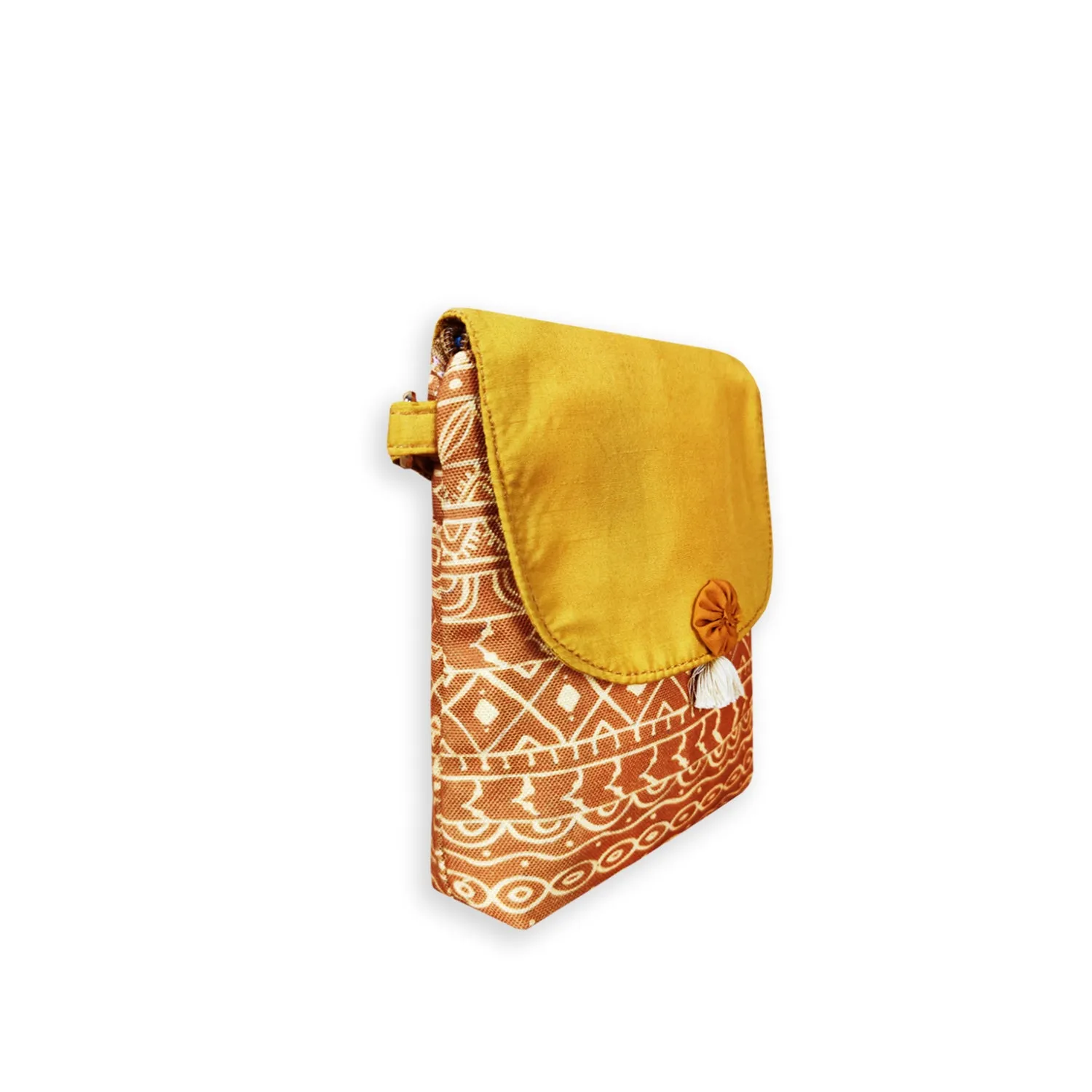 Warli Mobile Sling Bag-Mustard