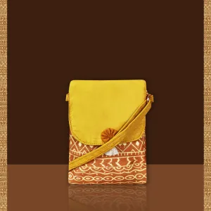 Warli Mobile Sling Bag-Mustard