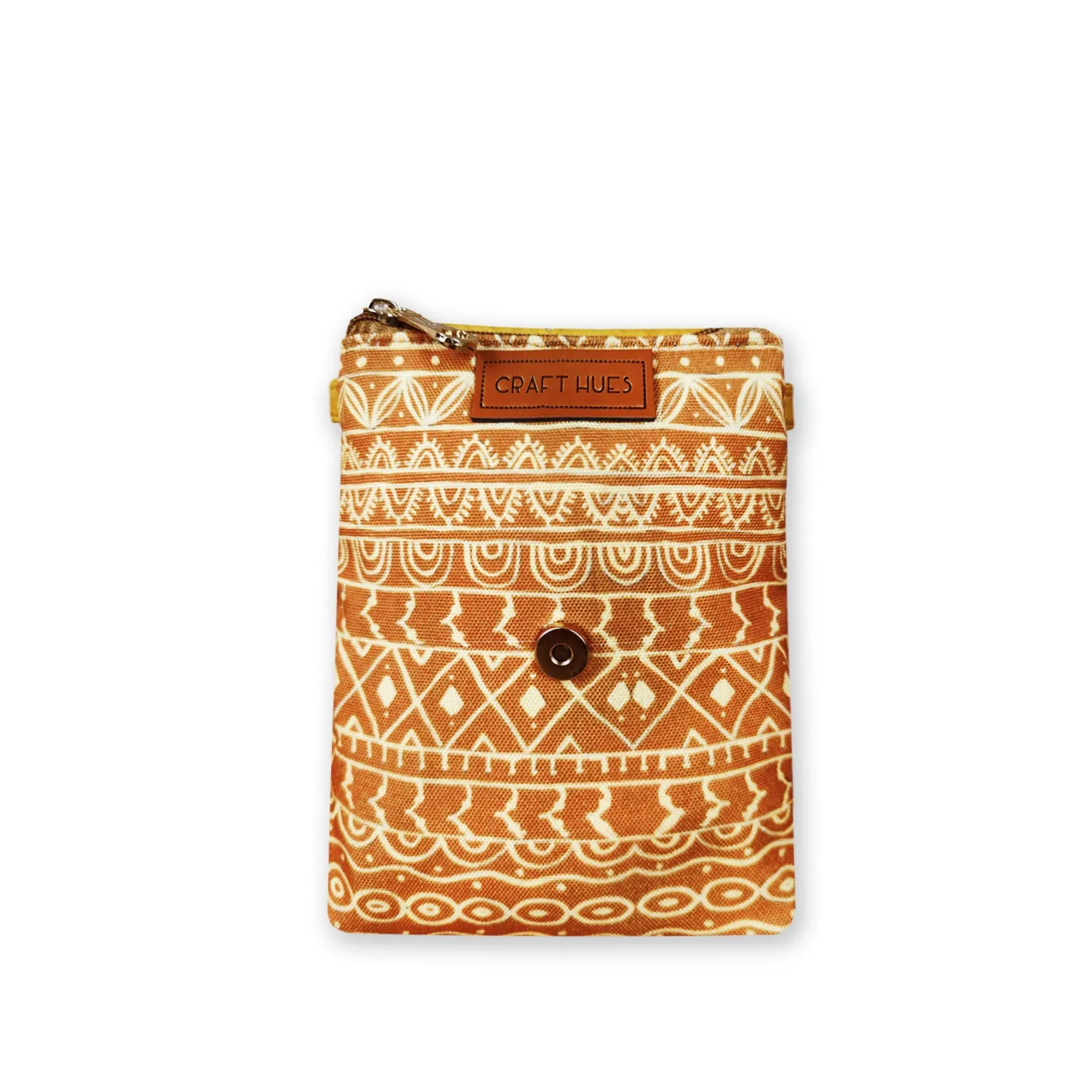 Warli Mobile Sling Bag-Mustard