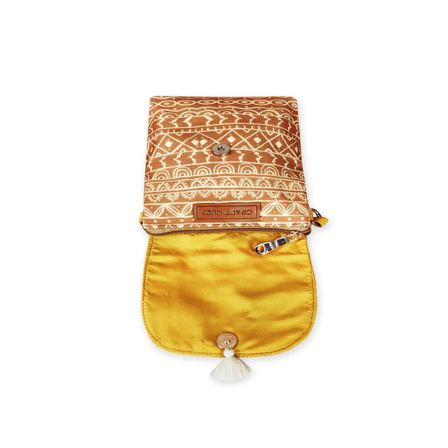Warli Mobile Sling Bag-Mustard