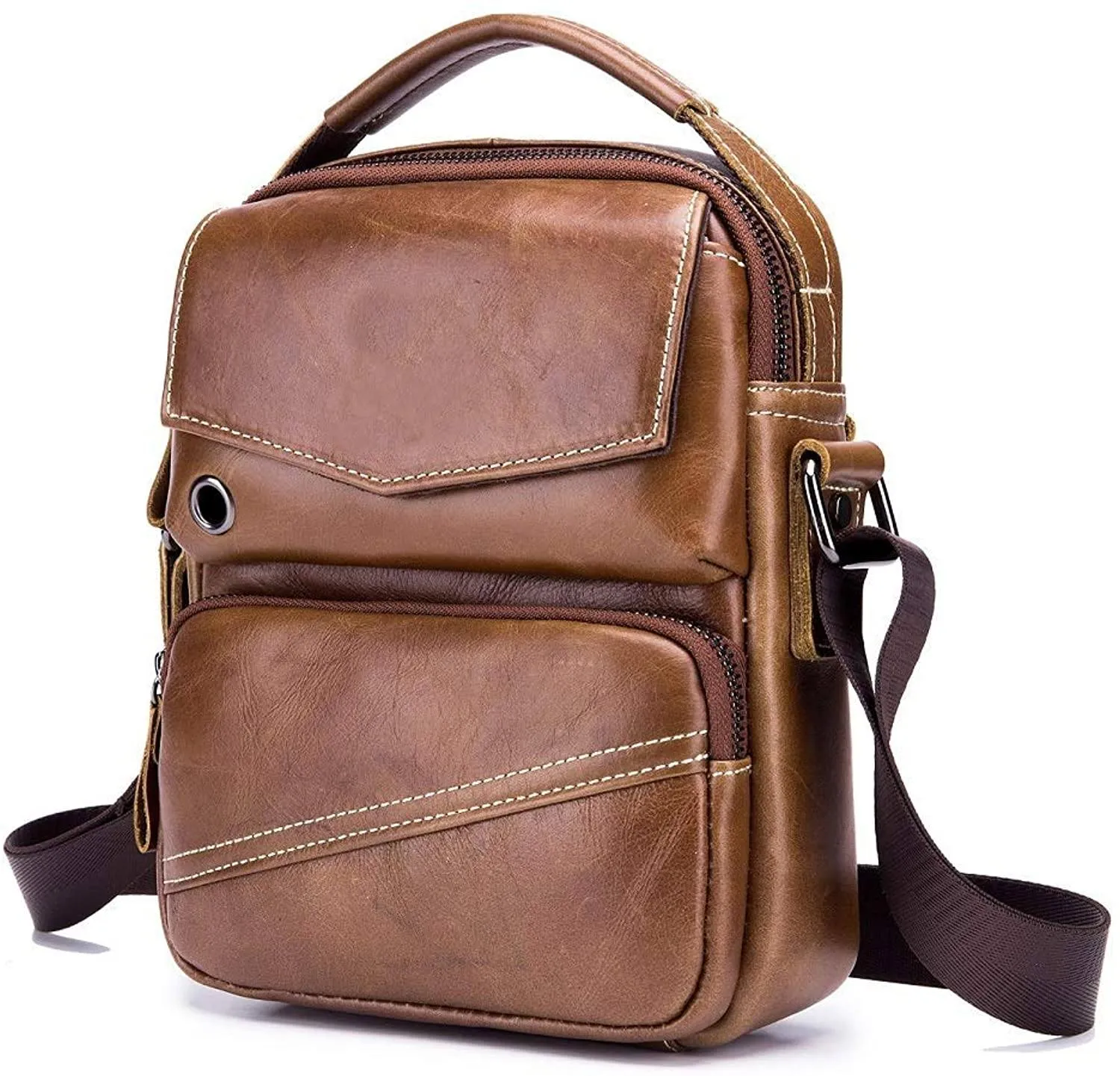 WDXElite™ Men's Genuine Leather Crossbody Sling Chest Bag - Shoulder Day Bag