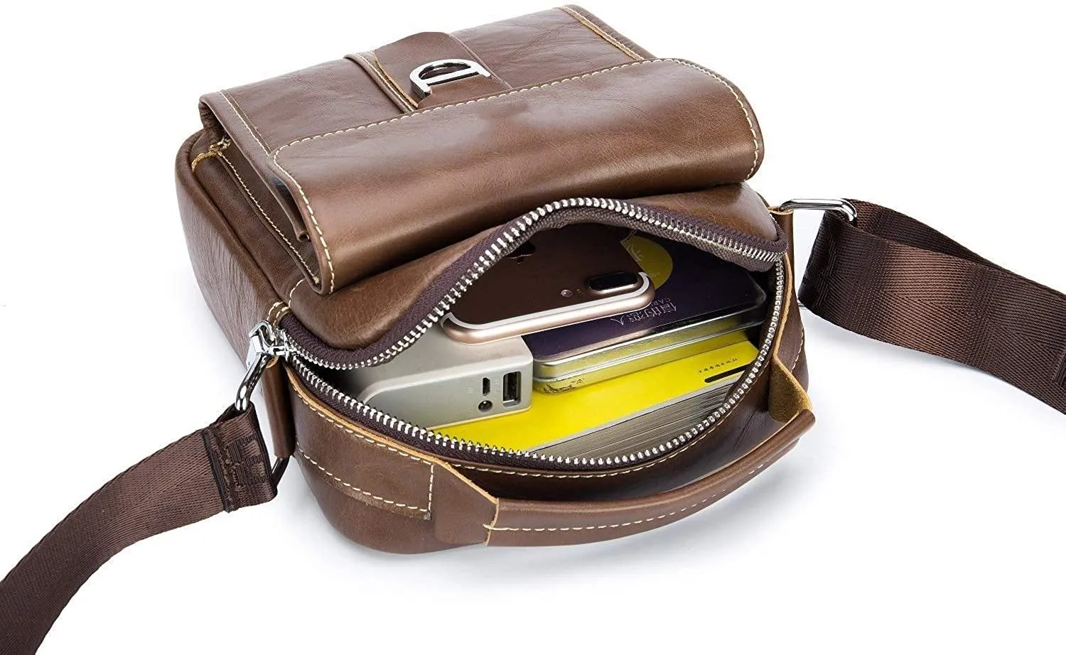 WDXElite™ Men's Genuine Leather Crossbody Sling Chest Bag - Shoulder Day Bag